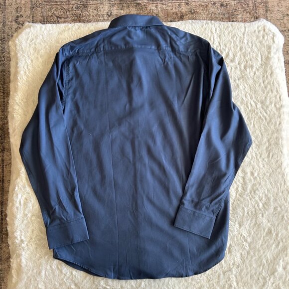 NWT Banana Republic Non-Iron Slim Fit Navy Long Sleeve Button-Up Dress Shirt XL - Picture 6 of 7